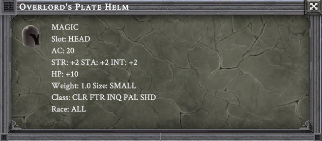 OVERLORD'S PLATE HELM item card